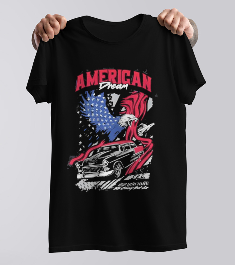 American Dream Eagle With Classic Chevy And Stars T-Shirt