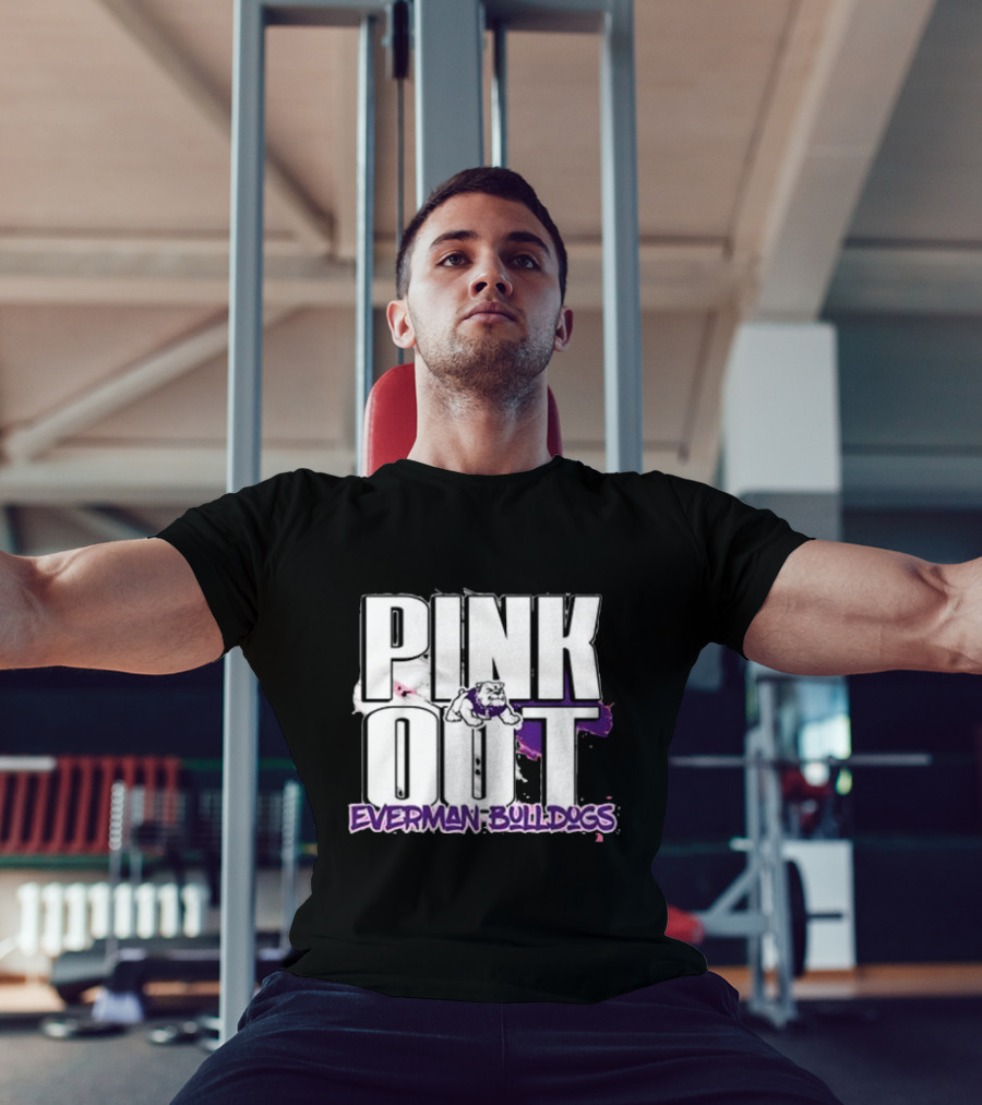 Everman Bulldogs Pink Out Event Featuring Bulldog Mascot T-Shirt