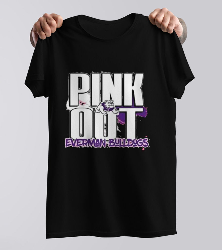 Everman Bulldogs Pink Out Event Featuring Bulldog Mascot T-Shirt