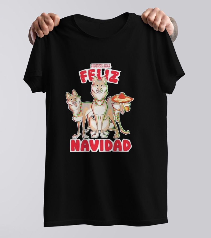Feliz Navidad Wolves Cincinnati Zoo Botanical Garden T-Shirt