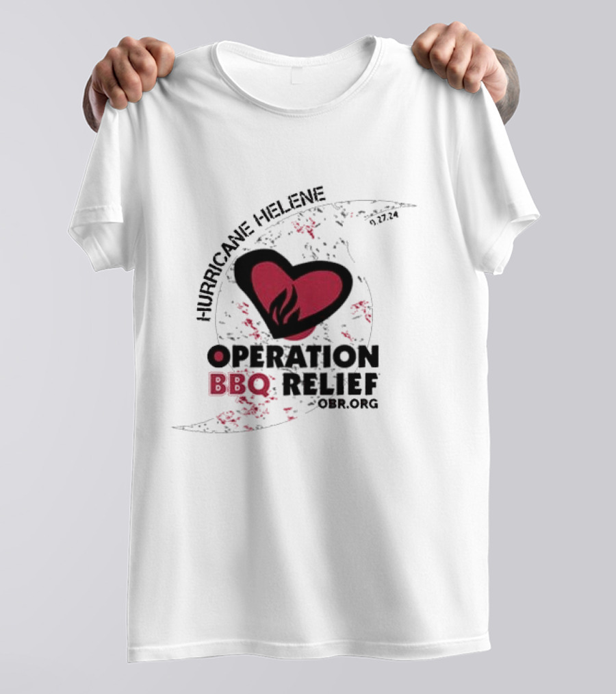 Hurricane Helene Operation BBQ Relief OBR.org Heart Flame 9.27.24 T-Shirt