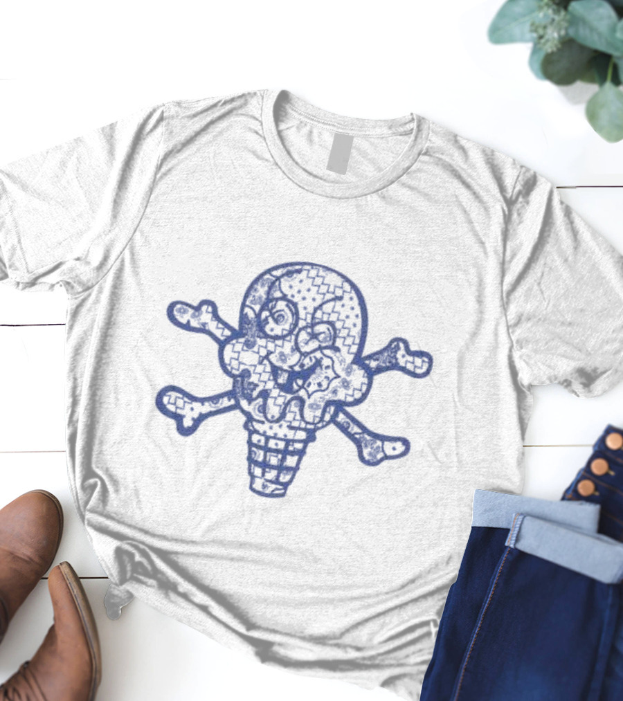 Icecream Skull Crossbones Face Time Ss Antique T-Shirt