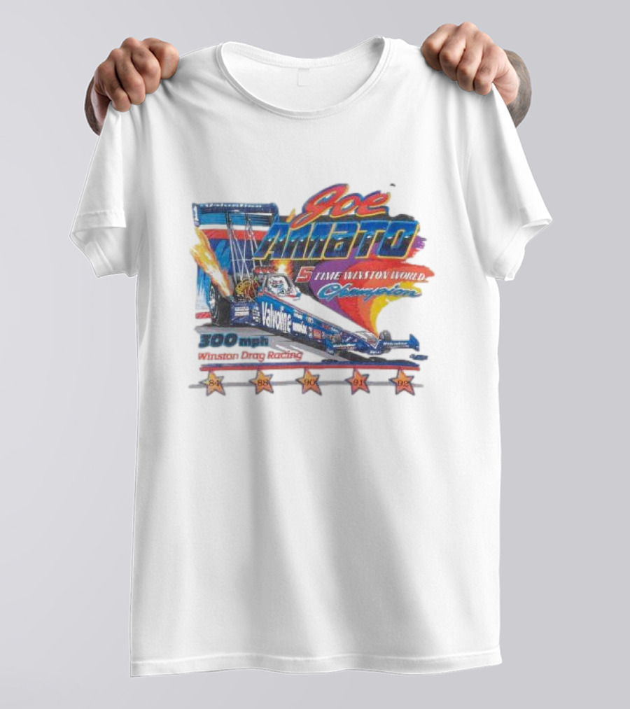 Joe Amato 5 Time Winston World Champion 300 Mph NHRA Drag Racing 1984 1988 1990 1991 1992 T-Shirt