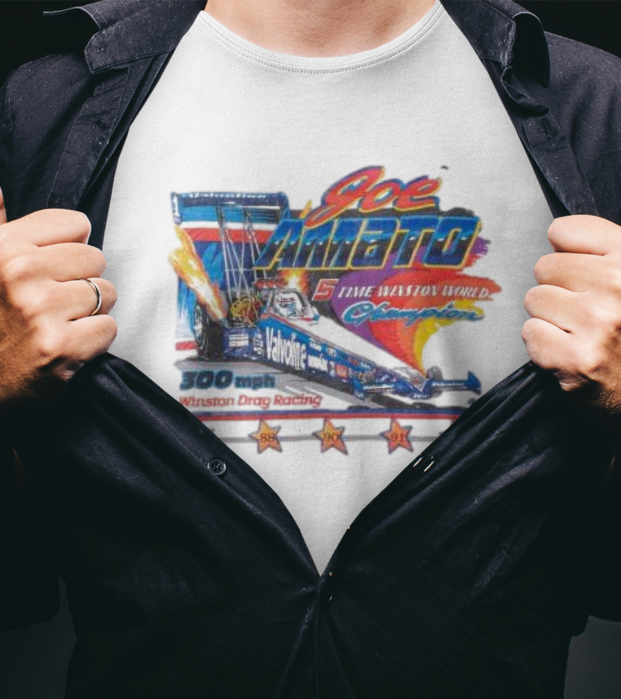 Joe Amato 5 Time Winston World Champion 300 Mph NHRA Drag Racing 1984 1988 1990 1991 1992 T-Shirt