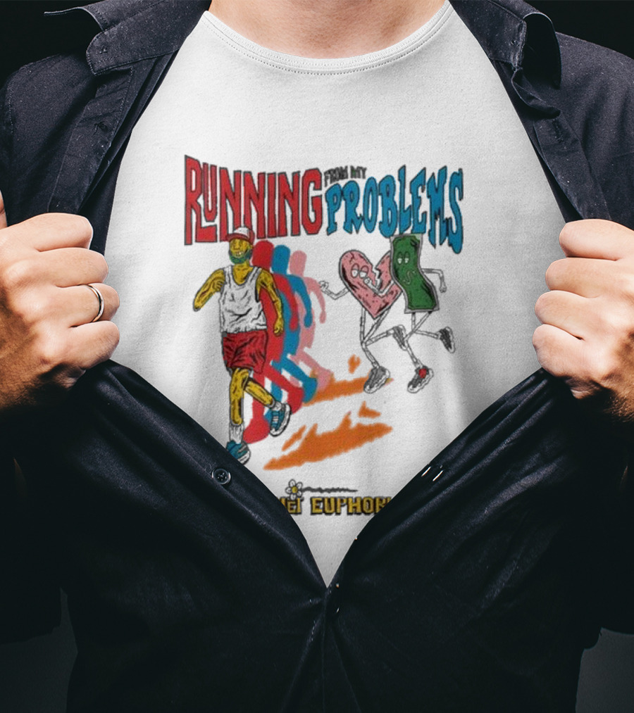 Running From My Problems Cartoon Characters Planet Euphoria T-Shirt