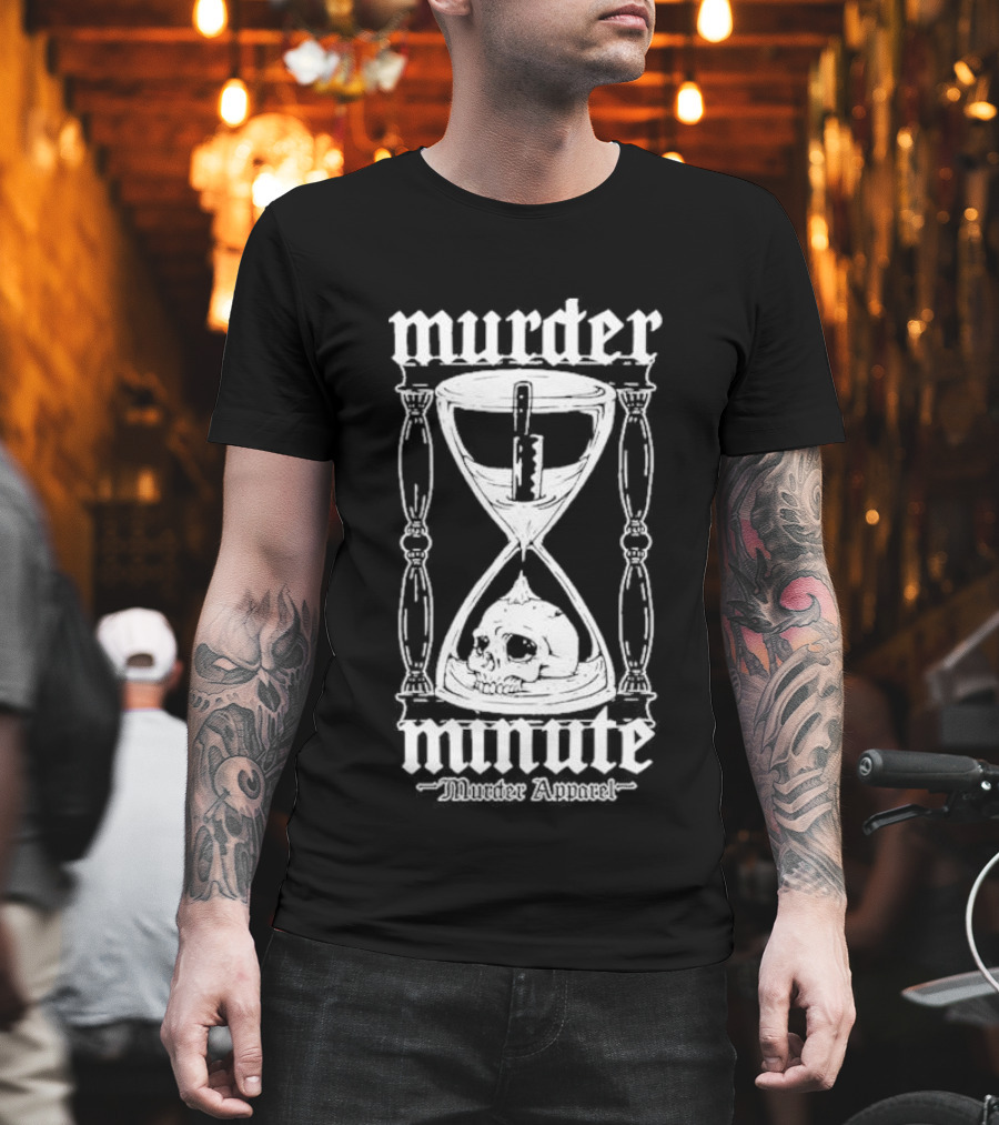 Murder Minute Hourglass Skull Murder T-Shirt