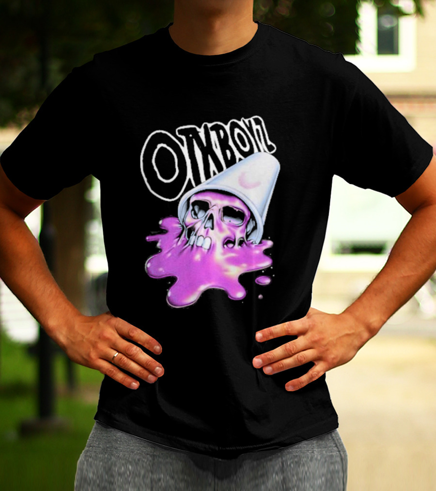 OTXBOYZ Purple Skull Overflowing With Oil Spill Aesthetic T-Shirt