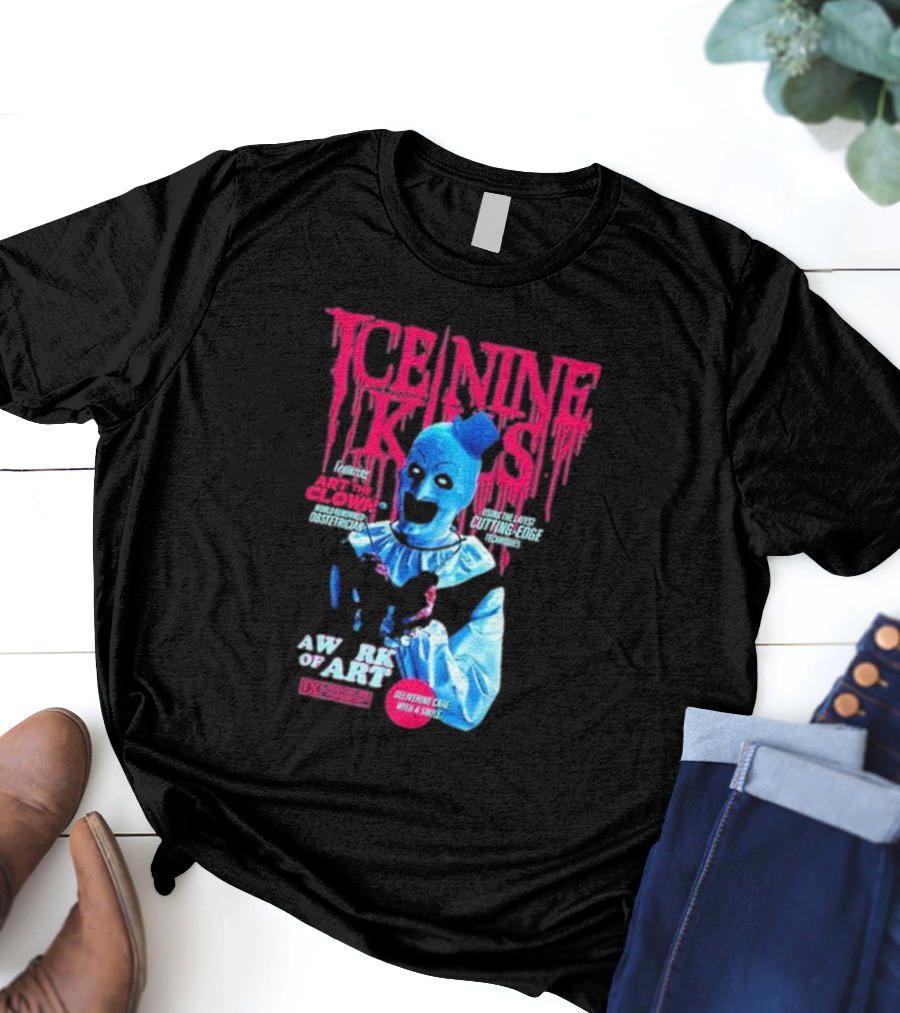 Rock Abilia Ice Nine Kills Black Featuring Art The Clown Cutting Edge Delivering Cake With A Smile T-Shirt