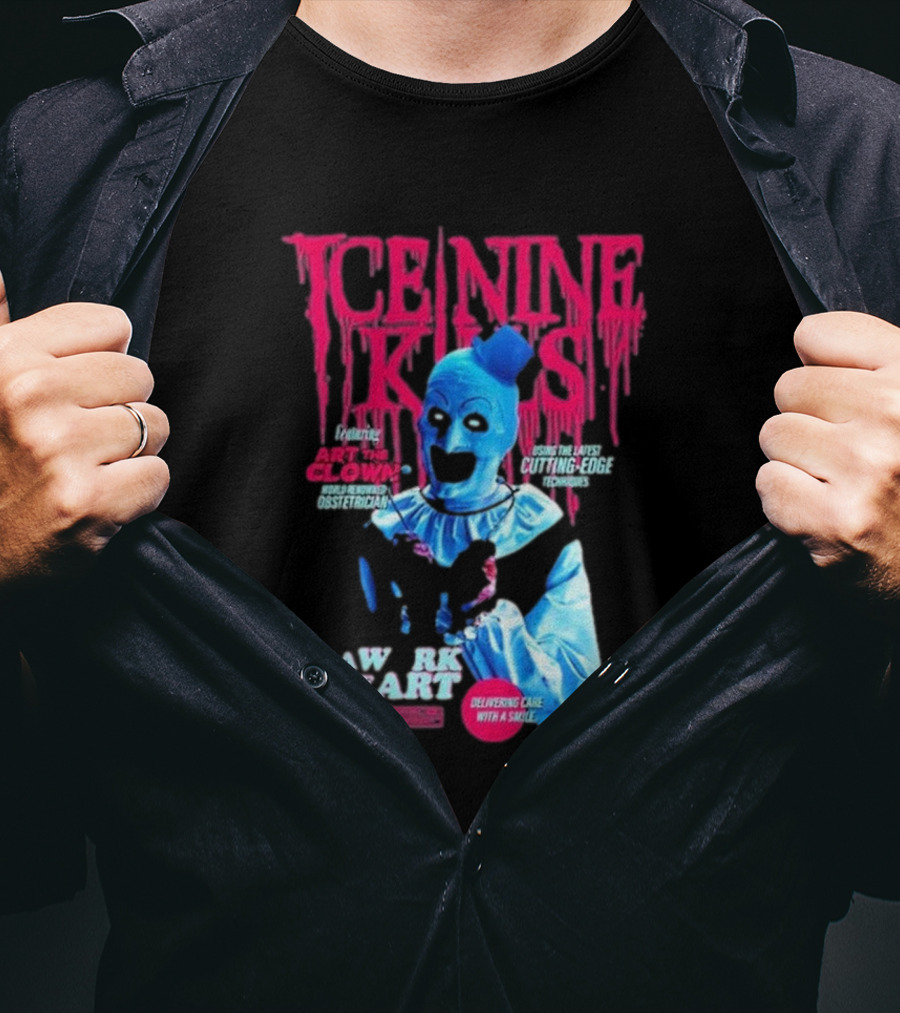 Rock Abilia Ice Nine Kills Black Featuring Art The Clown Cutting Edge Delivering Cake With A Smile T-Shirt