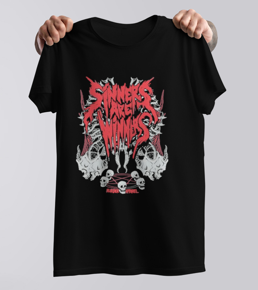 Sinners Are Winners Skull Spines Murder T-Shirt
