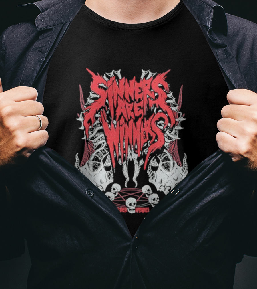 Sinners Are Winners Skull Spines Murder T-Shirt