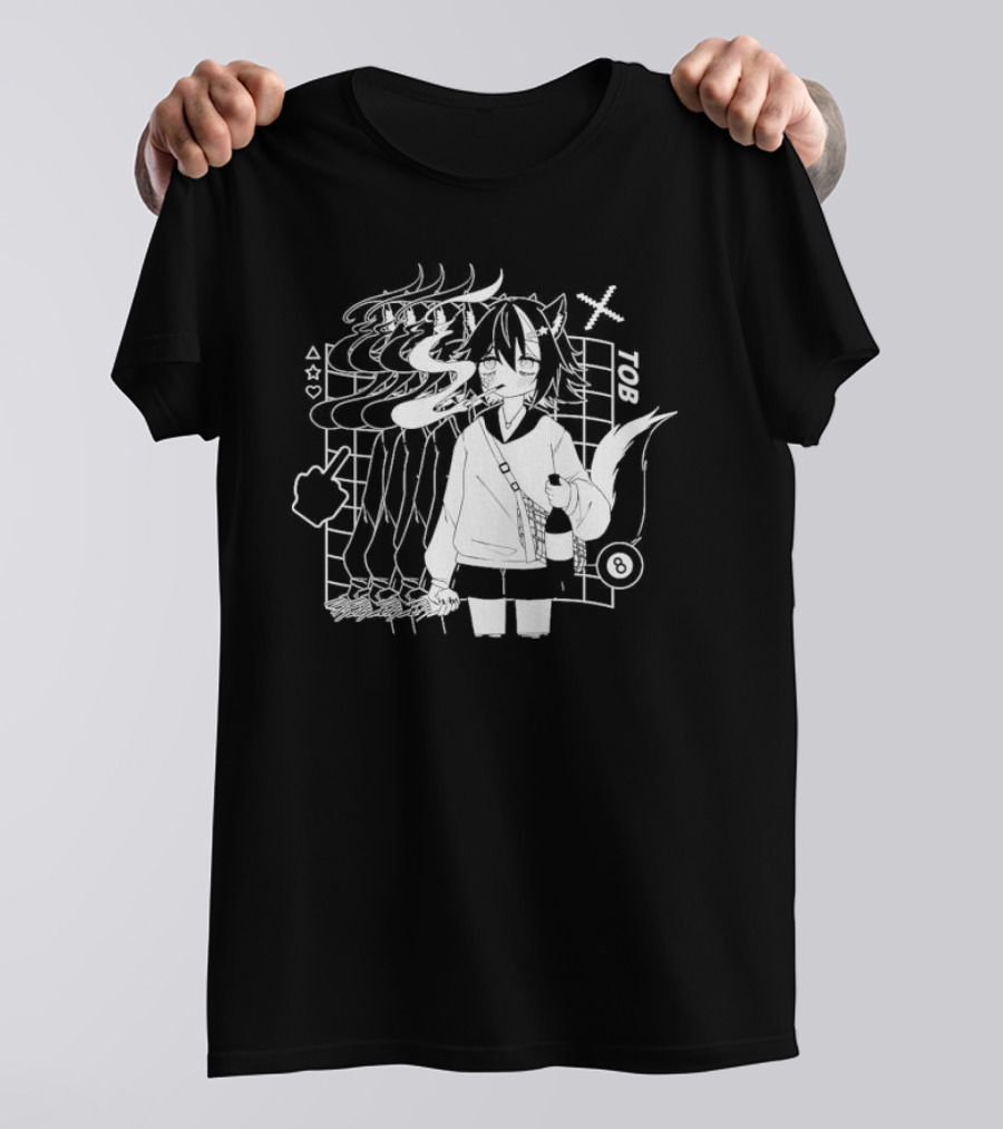 Tob Skunk Character With Smoke And Wine Bottle Vtuber T-Shirt