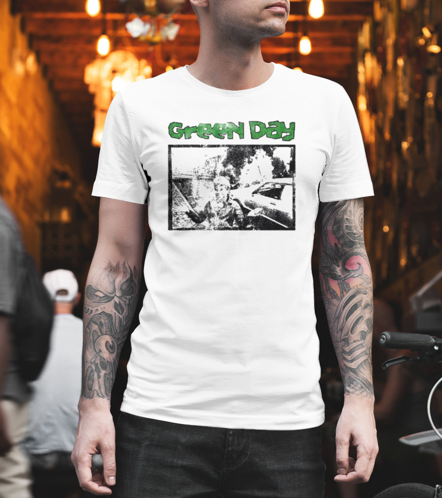 Green Day Vintage Style Graphic With Throwback T-Shirt