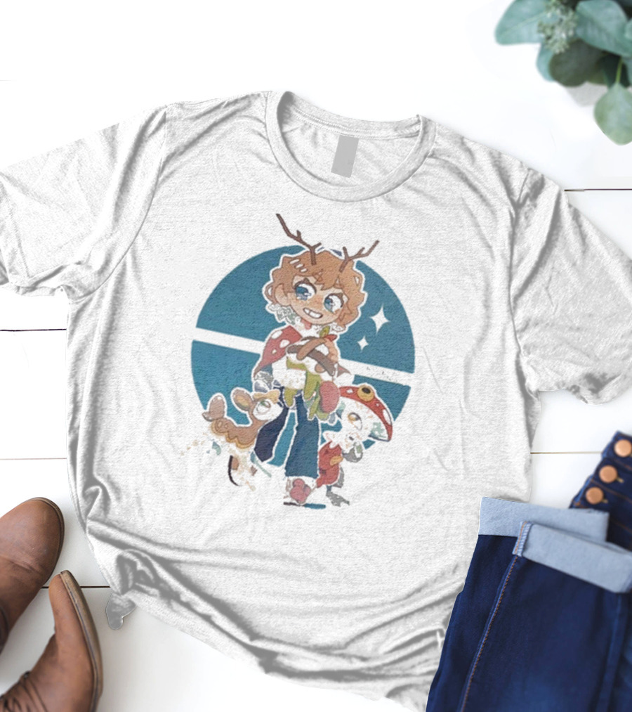 Snifferish And Cute Pokemon Inspired Character With Antlers And Forest Creatures T-Shirt