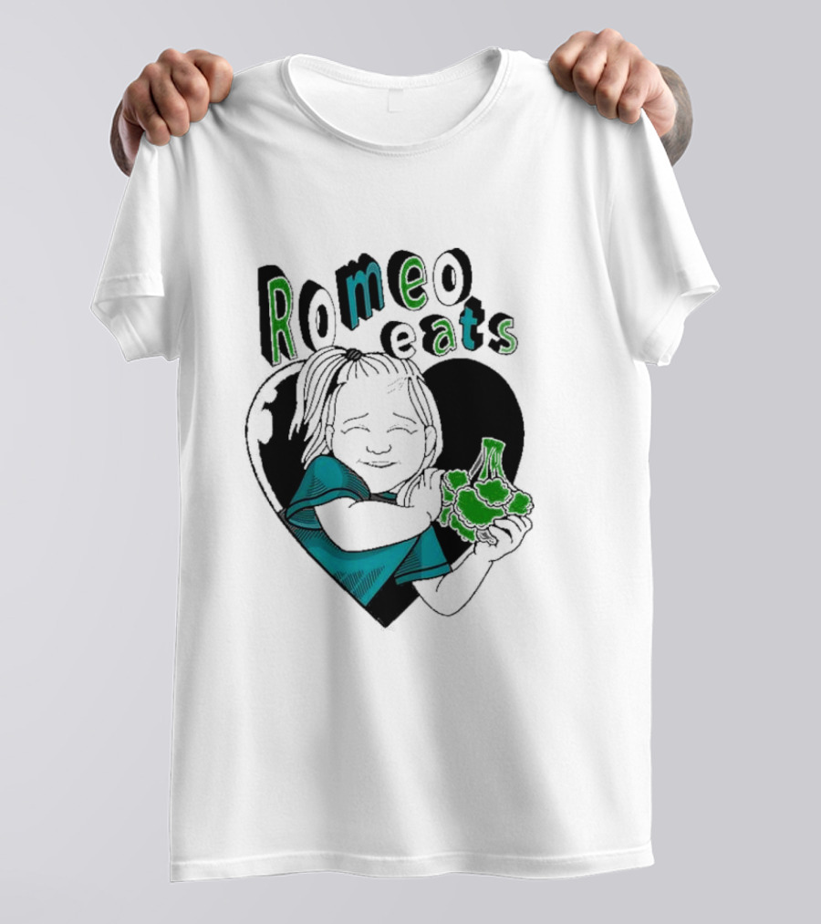 Romeo Eats Broccoli Heart Toddler Hug T-Shirt