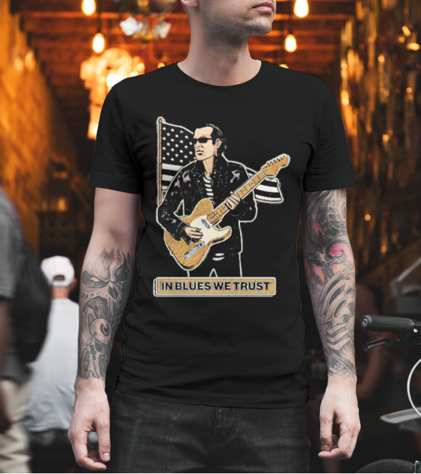 In Blues We Trust Joe Bonamassa Blues Hero American Flag Guitar T-Shirt