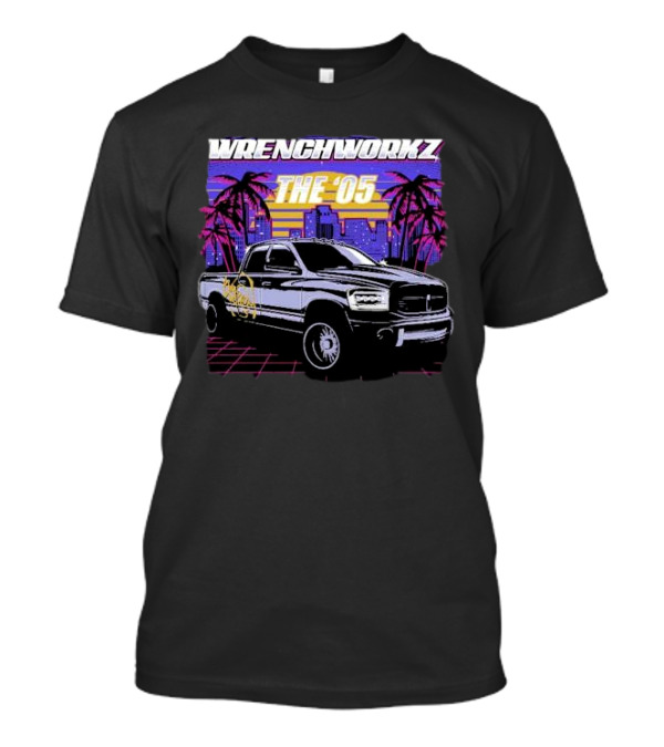 Wrench Workz The 05 Retro Truck With City And Palm Trees T-Shirt