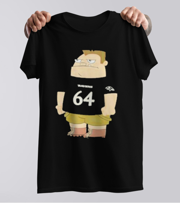 Ravens 64 Cartoon Character Tyler Linderbaum Only Fears God Texas Fears Oklahoma T-Shirt