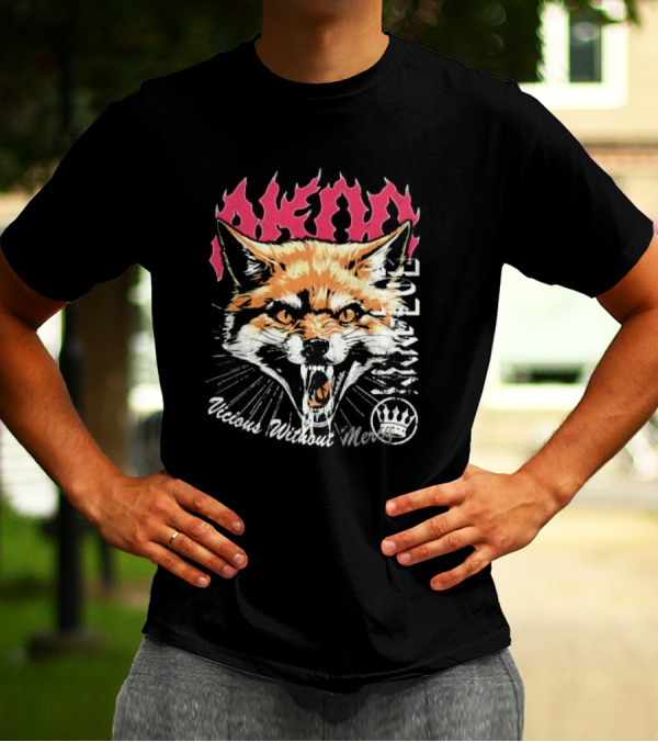 Akimo Vicious Without Mercy Orange Fox Crown T-Shirt
