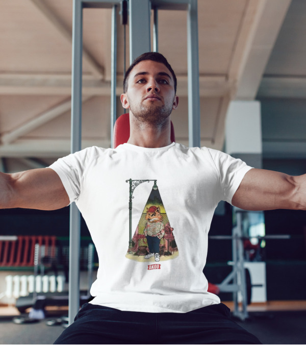 Block Party SS Akoo Streetwear Fox Character Under Lamp Post T-Shirt