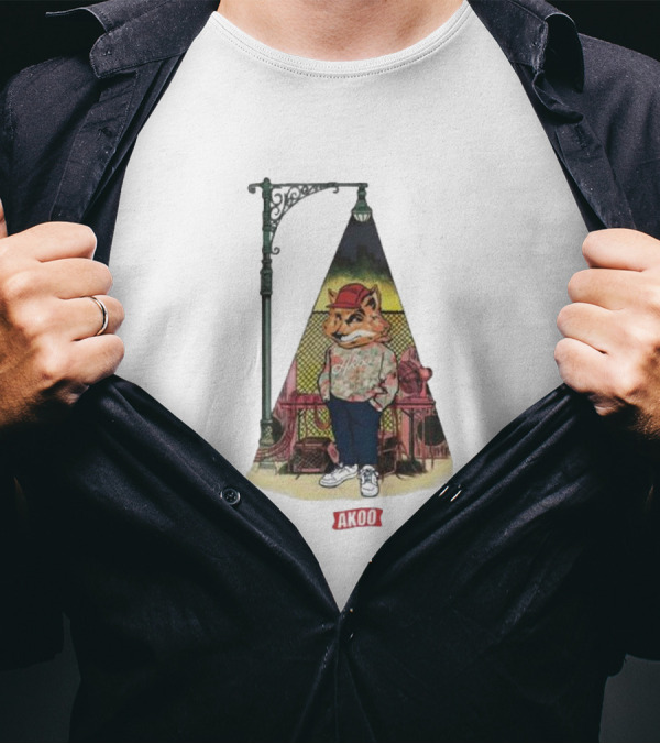 Block Party SS Akoo Streetwear Fox Character Under Lamp Post T-Shirt