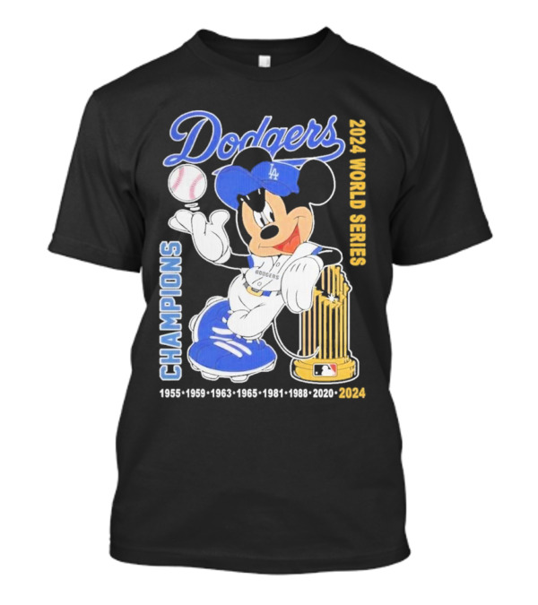 Dodgers X Mickey 2024 World Series Champions Dodgers 1955-1959-1963-1965-1981-1988-2020-2024 T-Shirt