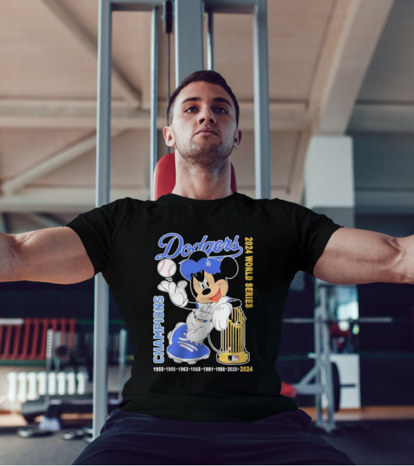 Dodgers X Mickey 2024 World Series Champions Dodgers 1955-1959-1963-1965-1981-1988-2020-2024 T-Shirt