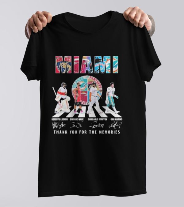 Miami Dolphins Panthers Heat Marlins Marino Luongo Wade Stanton Thank You For The Memories T-Shirt