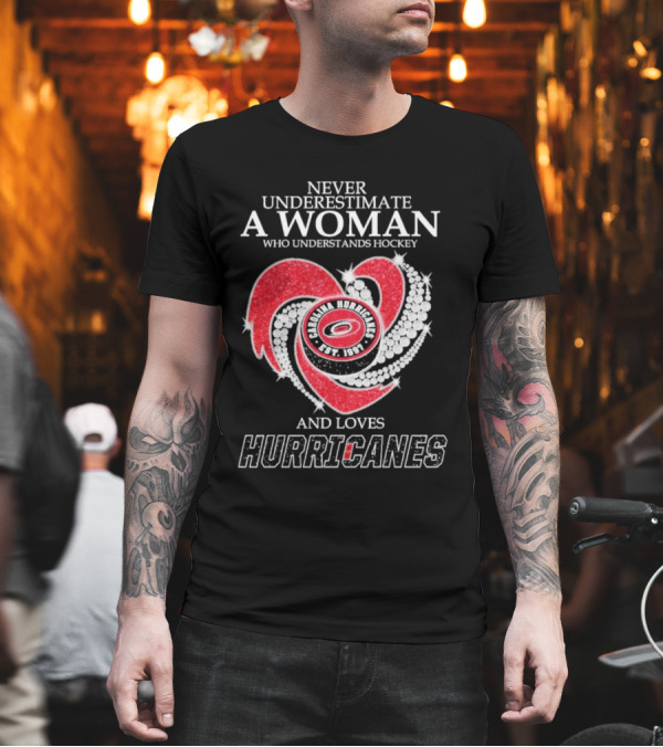 Never Underestimate A Woman Who Understands Hockey And Loves Carolina Hurricanes Est. 1997 T-Shirt