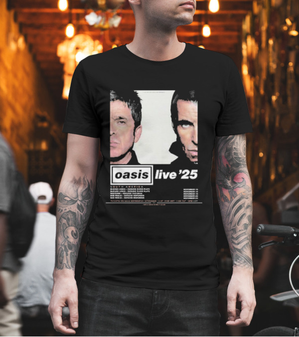 Oasis Live '25 South America Tour Dates Argentina Brazil Chile Peru Iconic Concert Events T-Shirt