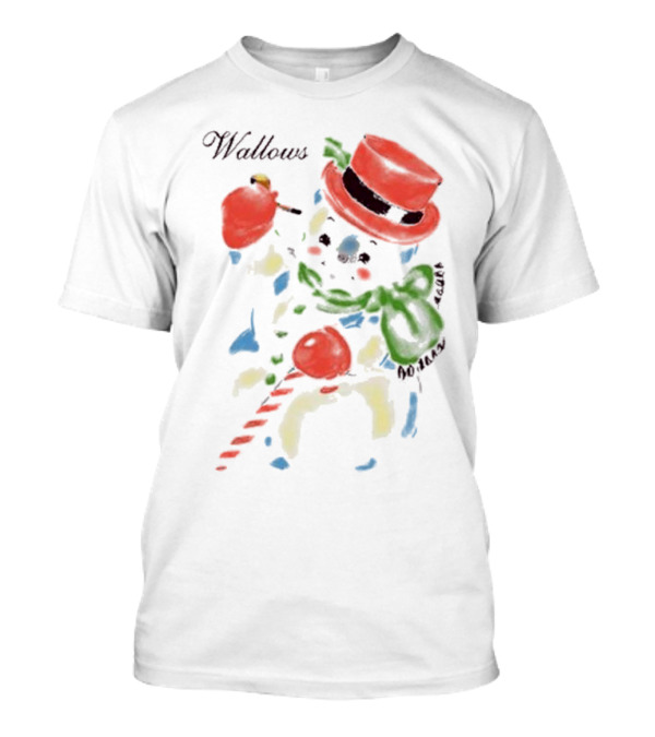 Wallows Snowman Christmas 2024 Candy Cane Red Hat Green Scarf T-Shirt