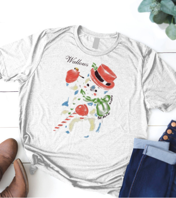 Wallows Snowman Christmas 2024 Candy Cane Red Hat Green Scarf T-Shirt