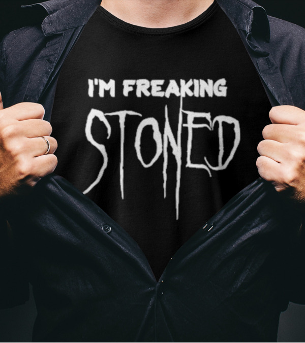 Khalifa I’m Freaking Stoned Stoner Culture Text T-Shirt