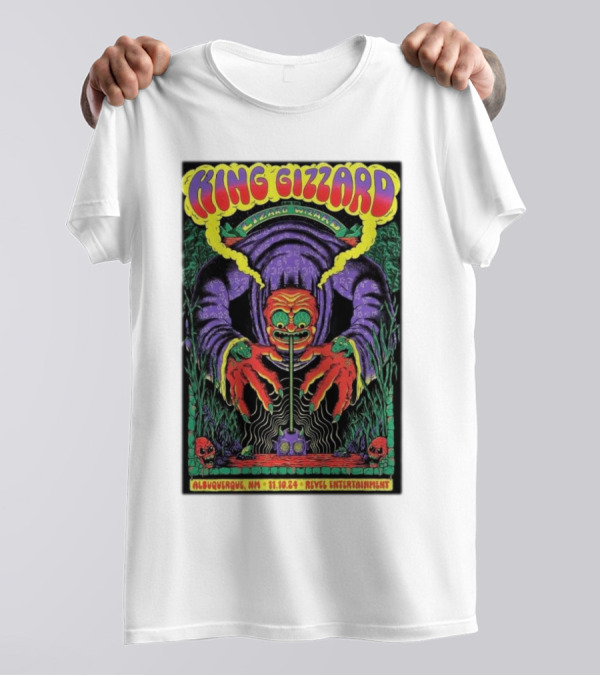 King Gizzard Lizard Wizard Albuquerque NM 11.10.24 Revel Entertainment Skulls Monster T-Shirt