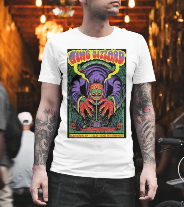 King Gizzard Lizard Wizard Albuquerque NM 11.10.24 Revel Entertainment Skulls Monster T-Shirt
