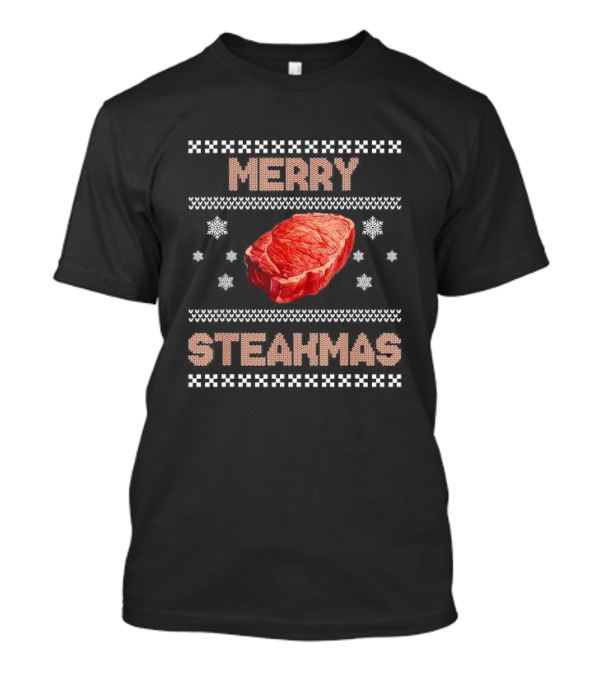 Merry Steakmas Ugly Christmas 2024 Meat Snowflakes T-Shirt