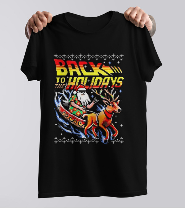 BACK TO THE HOLIDAYS Santa In His Sleigh X Back To The Future Ugly Christmas T-Shirt