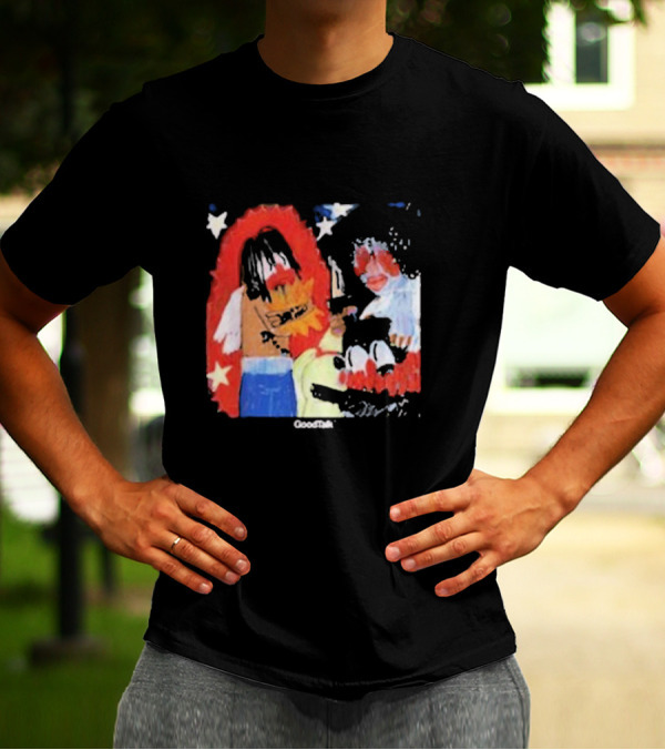 Gigi Goodtalk Skaiwater Artwork With Stars And Cartoon Figures T-Shirt