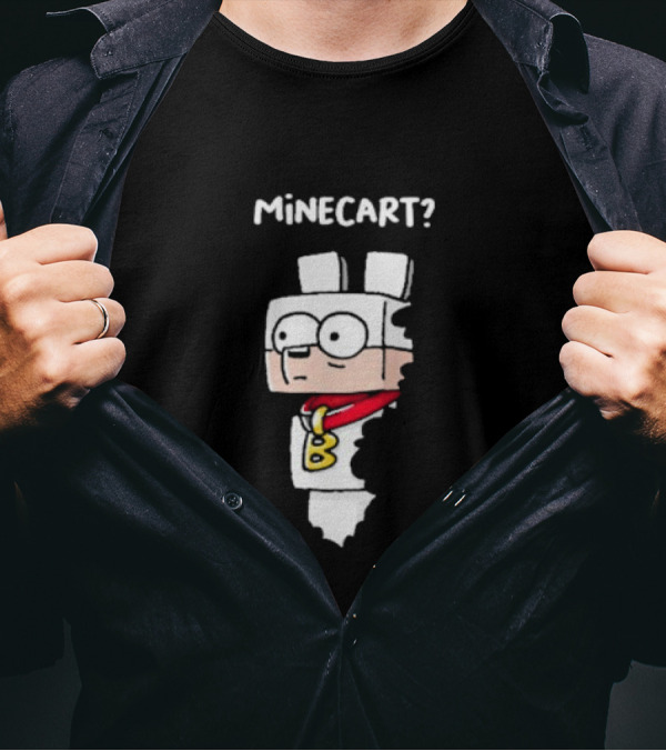 Cherry Island Bork Minecart 2024 Cartoon Figure With Red Scarf And Large 'B' On Chest T-Shirt