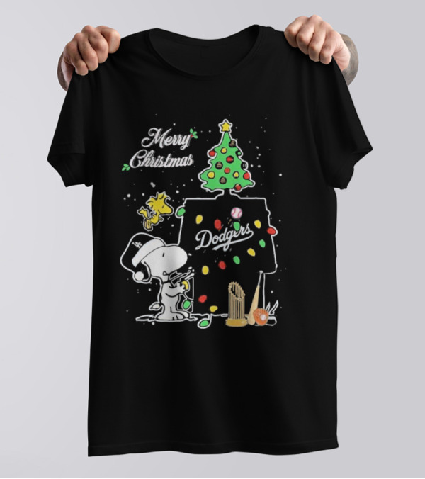Merry Christmas Dodgers Snoopy Woodstock 2024 Fans T-Shirt