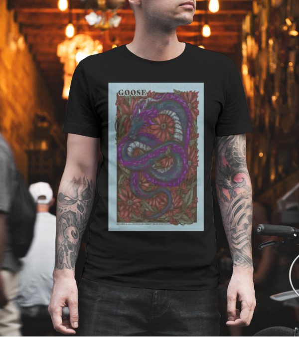 Goose Andrew J Brady Music Center Cincinnati OH Nov 10 24 Tour Dragon And Flowers T-Shirt