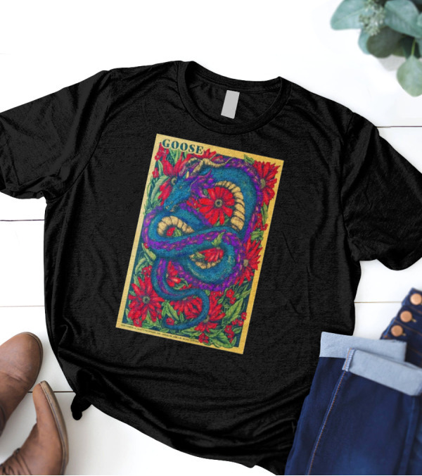 Goose Tour At Andrew J Brady Music Center Cincinnati OH Nov 10 2024 With Purple Dragon And Red Flowers T-Shirt