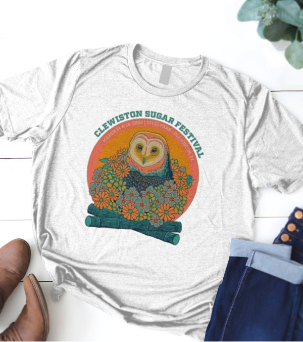 Clewiston Sugar Festival March 14-15 2025 Civic Park Clewiston FL Owl And Flowers T-Shirt