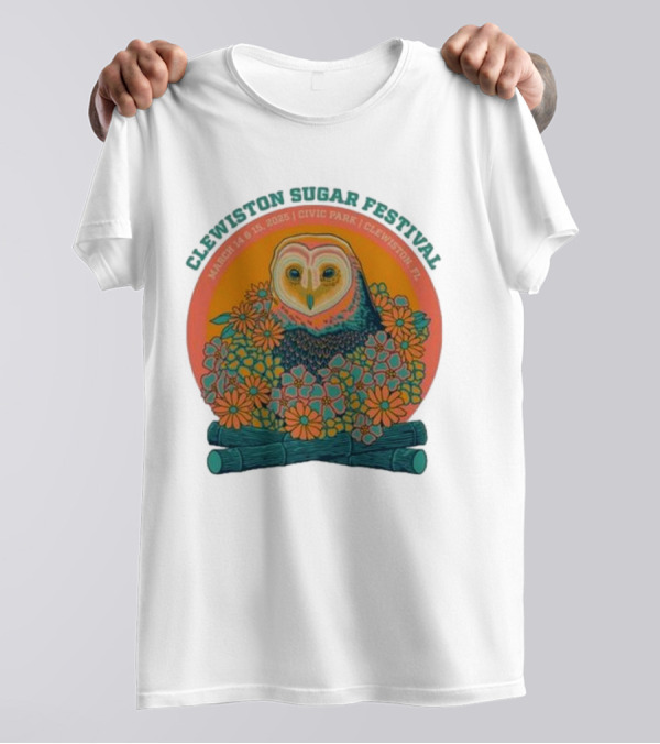 Clewiston Sugar Festival March 14-15 2025 Civic Park Clewiston FL Owl And Flowers T-Shirt