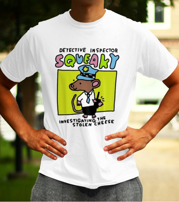 Detective Inspector Squeaky Investigating The Stolen Cheese Mouse Policeman Cartoon T-Shirt