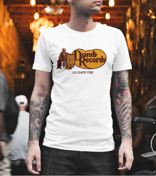 Dumb Records Old Country Store Barrel And Seated Figure T-Shirt