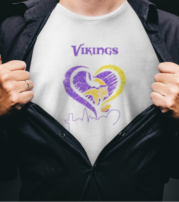 Vikings Heart Jesus Purple And Gold Minnesota T-Shirt