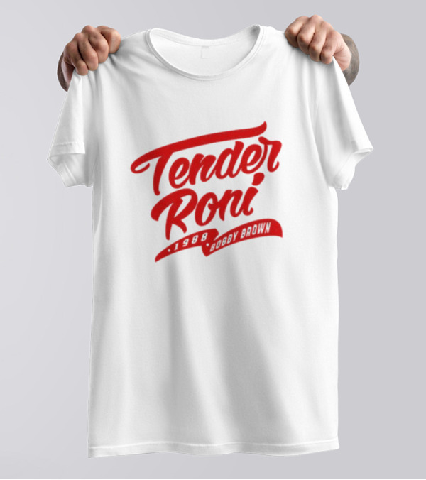 Tender Roni 1988 Bobby Brown Bold Red Lettering T-Shirt