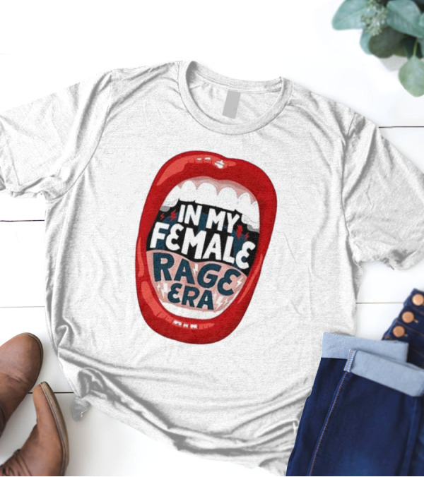 The Reswiftance In My Female Rage Era Red Lips Bold Typography T-Shirt