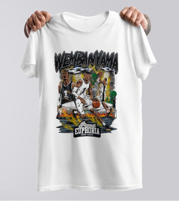 Wembanyama Planet Euphoria 1950-2024 Basketball Cosmic Adventure T-Shirt
